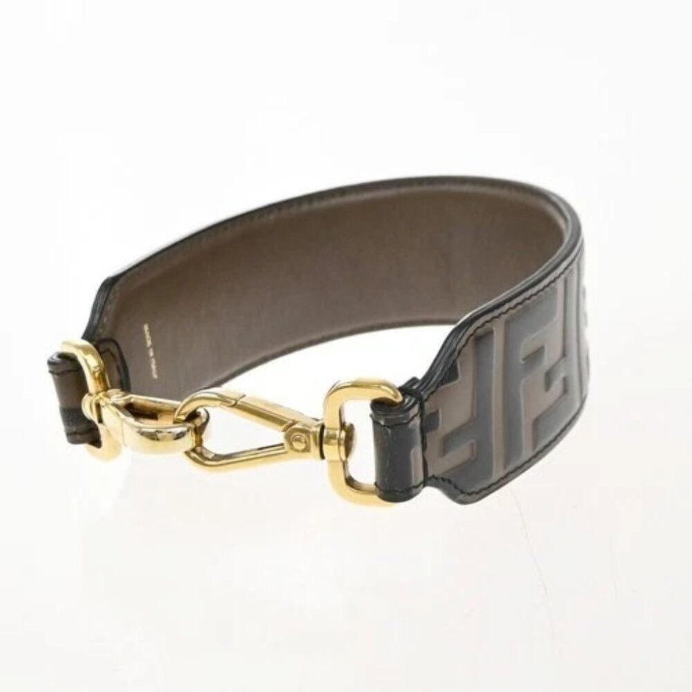 FENDI Logo Zucca Mini Strap You Bag Shoulder Strap Leather Brown GHW 61RF986